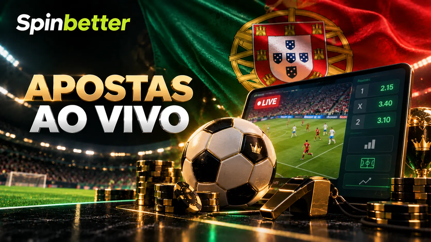Apostas ao vivo num jogo de futebol com mercados em direto