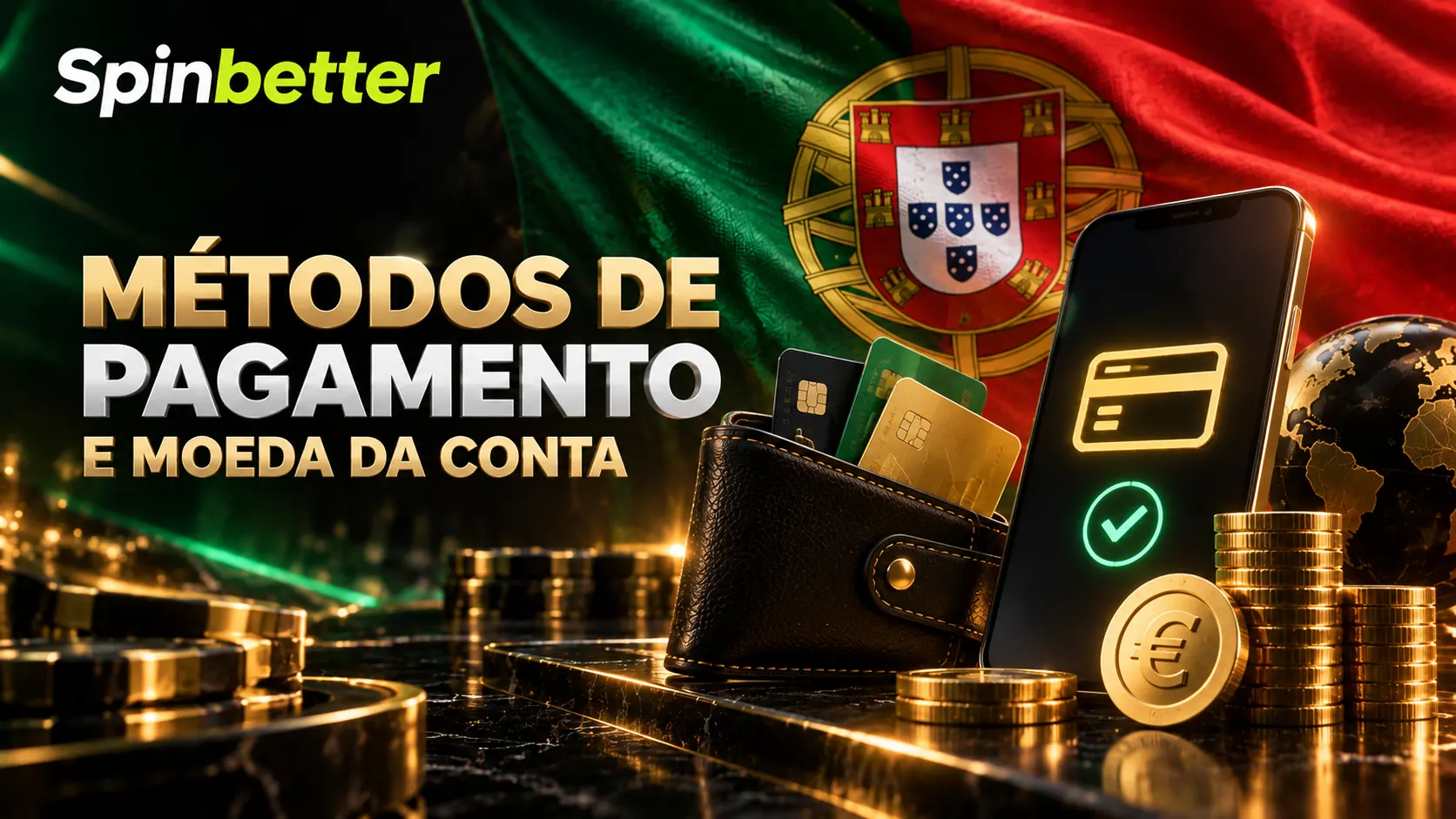 Métodos de pagamento e moeda da conta nas apostas SpinBetter em Portugal
